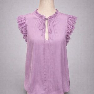 Chic Lilac Ruffle Sleeve Blouse